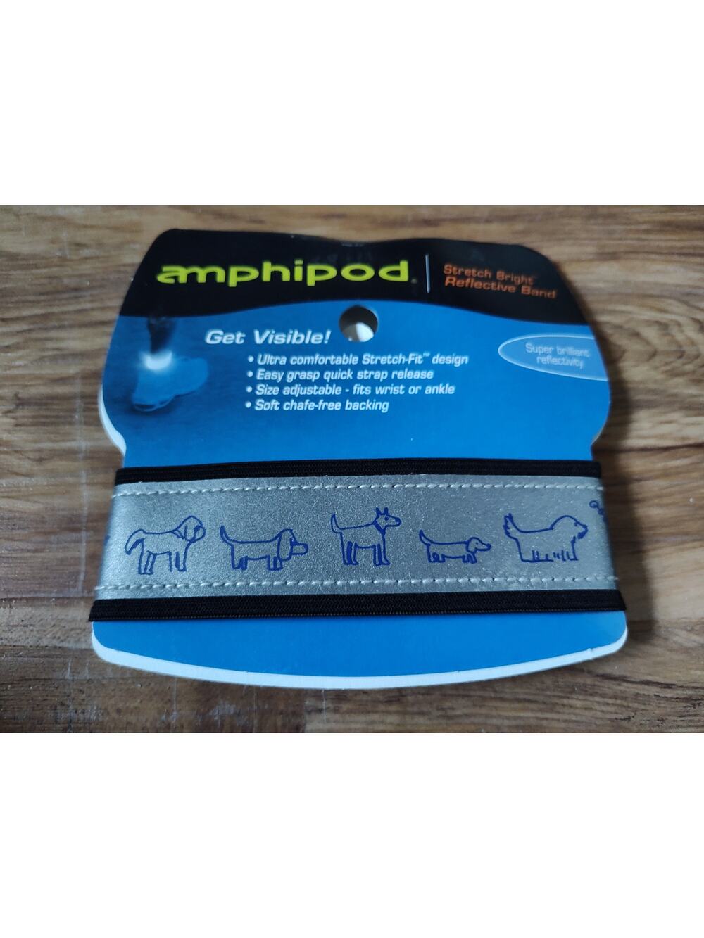 Amphipod Reflective Running Cycling Safety Band Dog Print Adjustable Ankle Wrist
